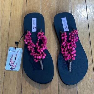 Keikei’s Coconut Sandals - Pink / Black - Size 7